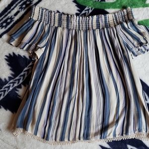 Striped off the shoulder top